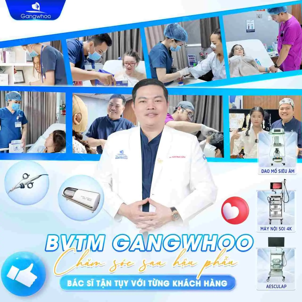 Thẩm mỹ viện Gangwhoo với đội ngũ bác sĩ giàu kinh nghiệm và công nghệ hiện đại
