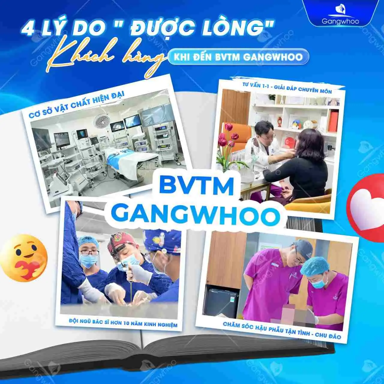 Thẩm mỹ viện Gangwhoo với đội ngũ bác sĩ giàu kinh nghiệm và công nghệ hiện đại sẽ đồng hành cùng bạn trong hành trình làm đẹp