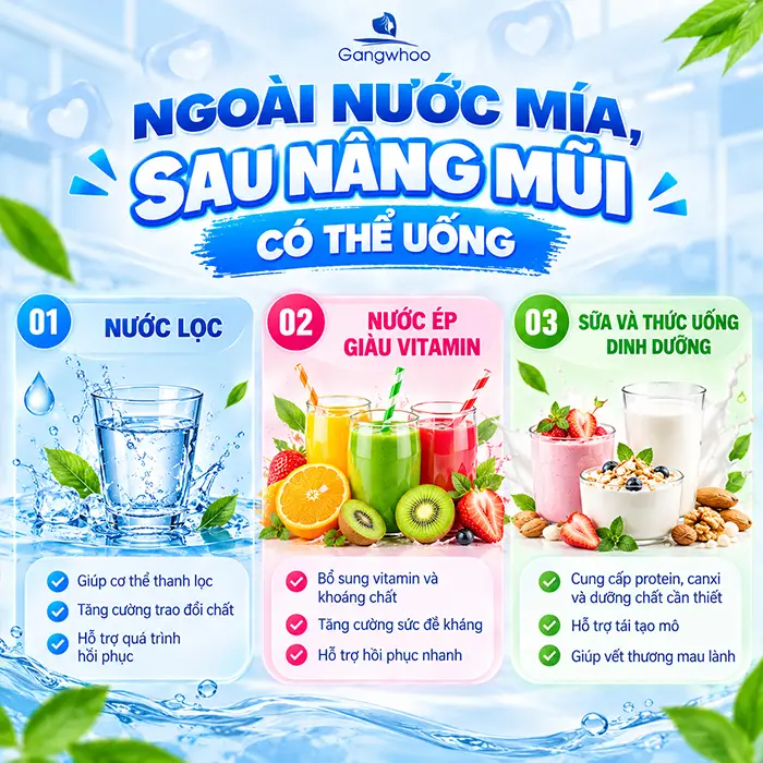 Nâng Mũi Uống Nước Mía Được Không? Có Ảnh Hưởng Hồi Phục Không?