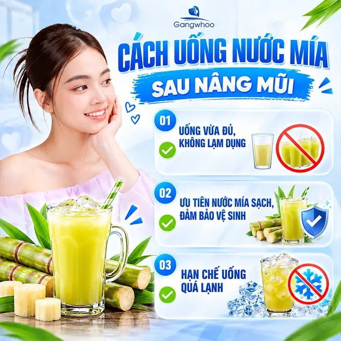 Nâng Mũi Uống Nước Mía Được Không? Có Ảnh Hưởng Hồi Phục Không?